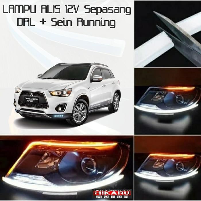 Lampu Alis Mobil LED DRL Sen Running OUTLANDER SPORT Sepasang Headlamp