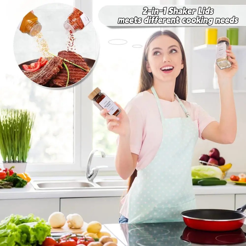 13Pcs Glass Spice Jars with Bamboo Lids 4oz Glass Jars Spice Jar Set Seasoning Jars Organizer