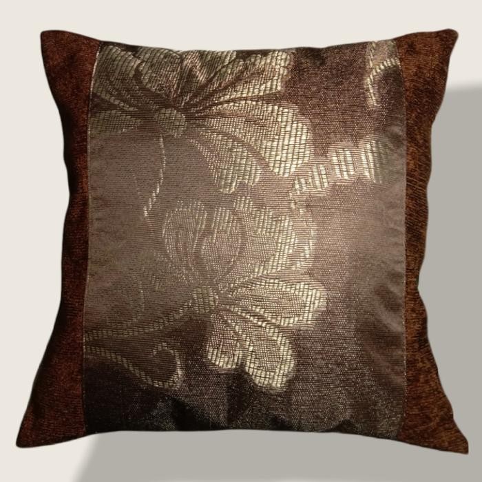 Sarung bantal sofa tamu set 40x40 + taplak meja warna coklat murah