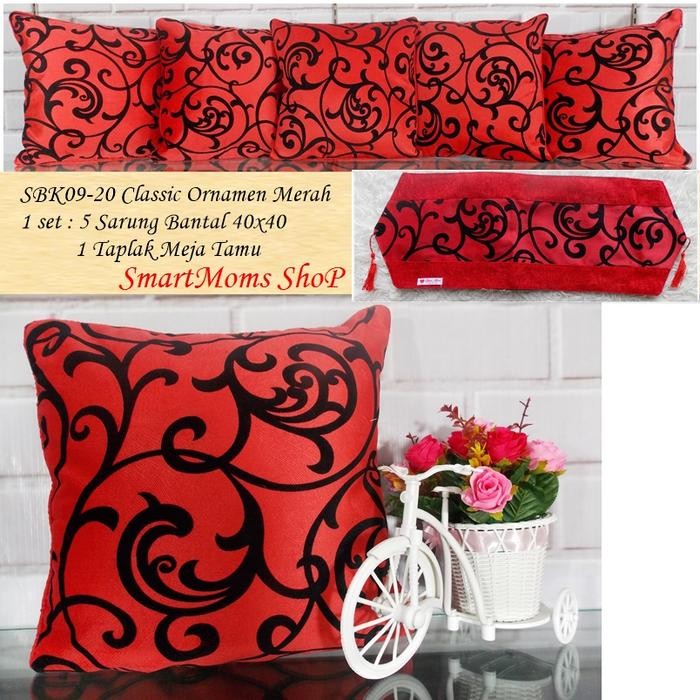 SARUNG BANTAL SOFA KURSI SHABBY CHIC / SBK SET 40X40 KLASIK MOCCA BUNGA Kain