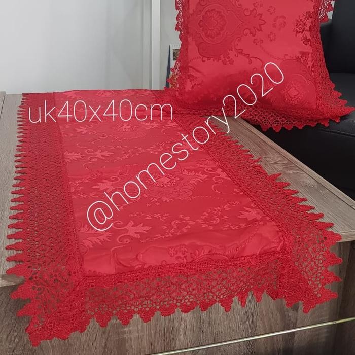 sarung bantal kursi katun renda uk 40x40 cm - sarung bantal sofa r3