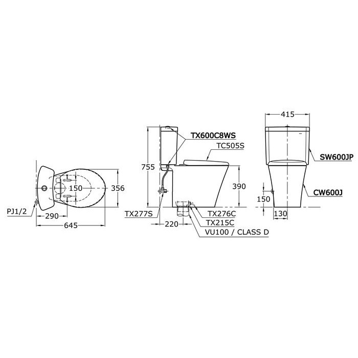 CLOSET TOTO CW 600 J TUTUP SOFT CLOSING