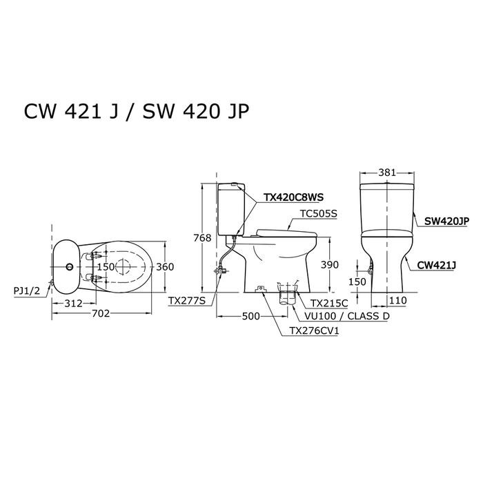 CLOSET / KLOSET / TOILET DUDUK TOTO CW420J / SW420JP + TC 505 FULLSET