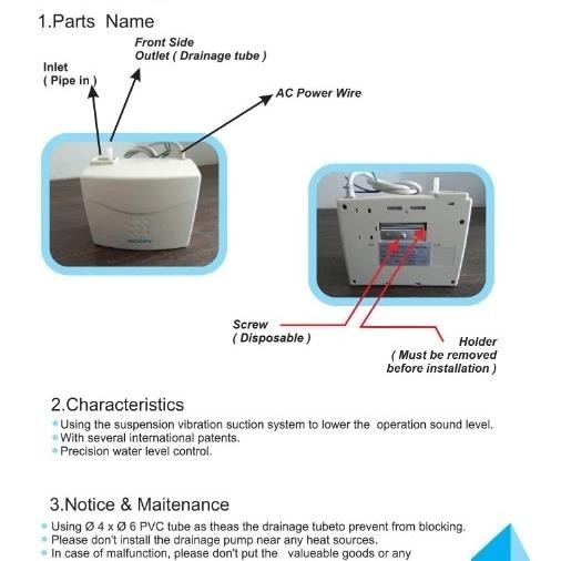 DRAINAGE PUMP INDOOR AC / DRAIN PUMP / POMPA INDOOR AC MERK HOPPY
