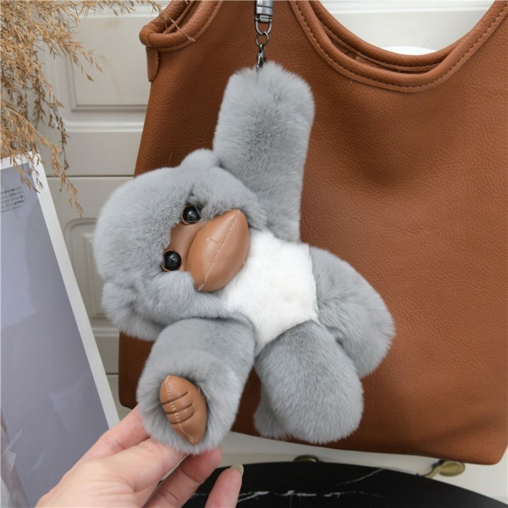 Stuffed Animals Lucky Little Monkey Keychain Soft Fur Plush Doll Rex Rabbit Fur Monkey Keychain