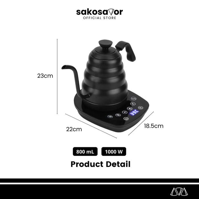 Kettle Leher Angsa Elektrik 800ml Pengatur Suhu Gooseneck Electric