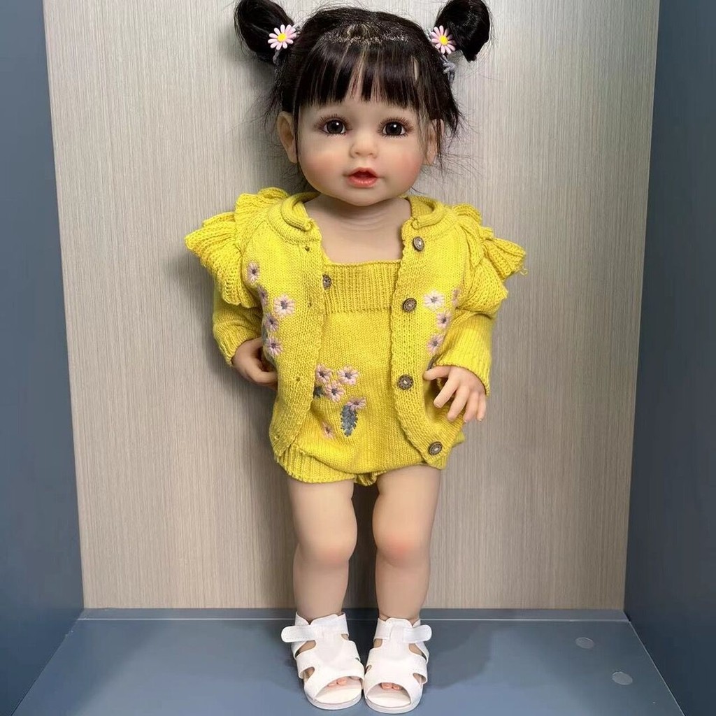 Npk 55Cm Full Body Soft Silicone Vinyl Reborn Toddler Girl Doll Lifelike Really Baby Doll Christmas