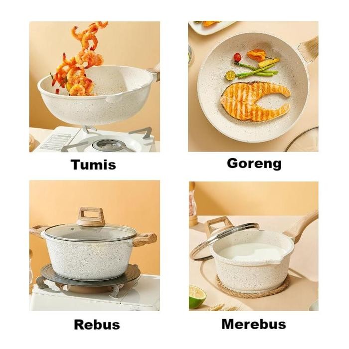 7 PCS CAROTE GRANIT PUTIH PERALATAN MASAK DAPUR UNTUK SEMUA
