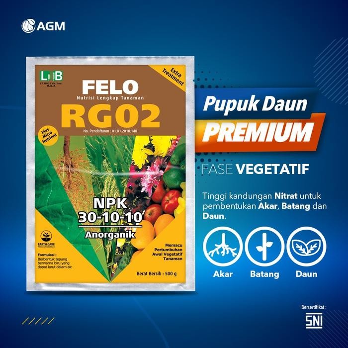 Pupuk RG 02 @ 500 Gram (NPK 30-10 -10) Nutrisi Lengkap Untuk Tanaman