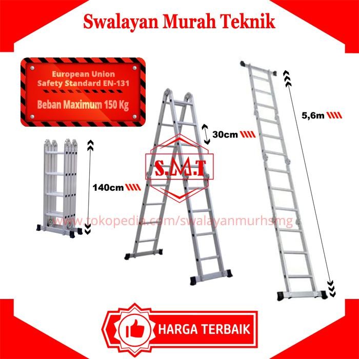 

Terlaris Tangga Lipat Multifungsi Aluminium 5,6M Mollar 4X5 Multipurpose Ladder