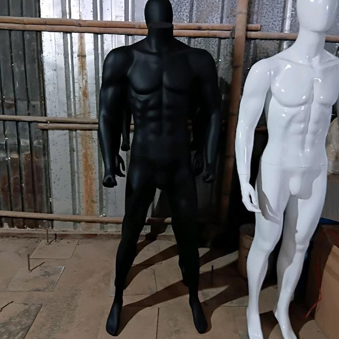manekin patung full body pria sport tanpa kepala hitam dov