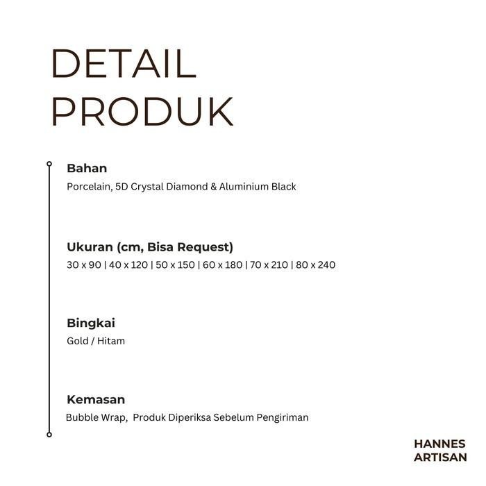 Lukisan Porcelain Painting Premium - Kaligrafi Arab / Islam / Muslim - 5D Diamond Crystal