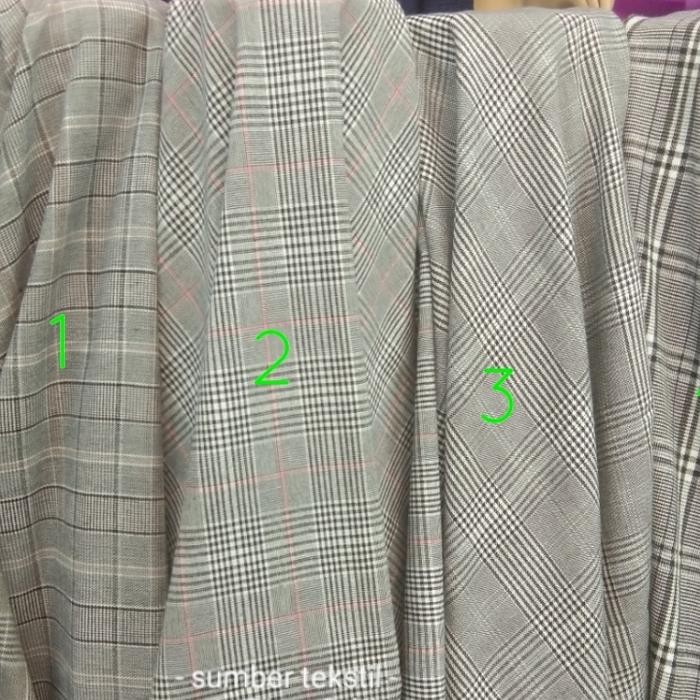 kain katun semi wol kotak bahan celana dan blezer