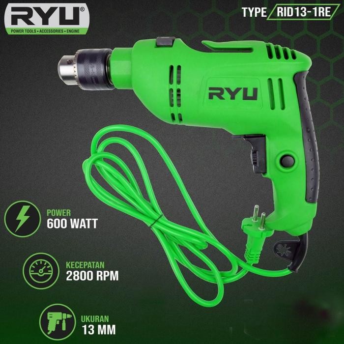 Ryu Rid 13-1 Re Mesin Bor Tangan 600 Watt 13Mm Rid 13 1 Re Bor Listrik
