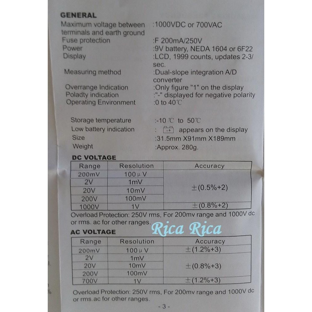 [Allthebest] Digital Multimeter MyFair UK-830LN