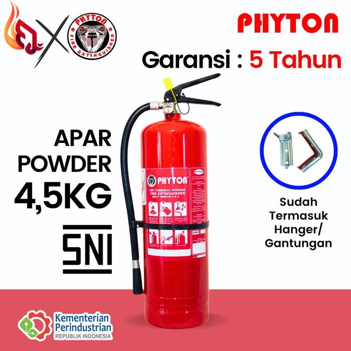 Terlaris Apar 4,5 Kg Powder Phyton Paket Komplit - Garansi 5 Tahun (Sni) + Free Kartu Ceklis Apar