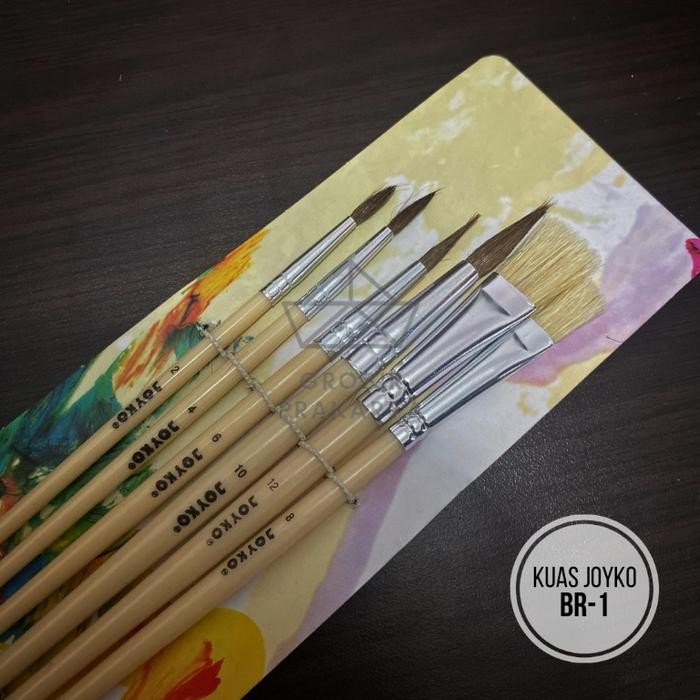 

Joyko Set Br-1 Brush Kuas Lukis Isi 6 Acrylic Cat Air Minyak Gambar Paint Painting Sintetis Round