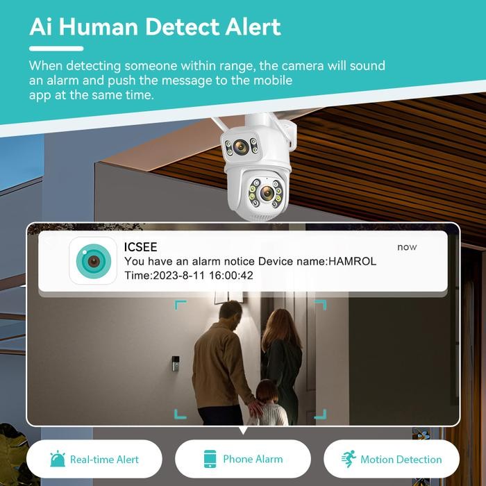 Hamrol Paket Cctv 8 Channel 8 Kamera 8Mp Ptz Tahan Air+Nvr Nirkabel Wifi Camera Cctv Outdoor Gratis