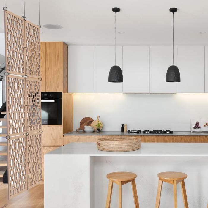 Sekat pembatas Ruangan gantungPartisi Tirai laser kayu