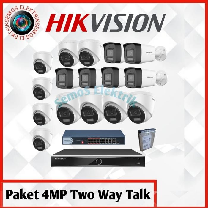 Paket Kamera Hik vision 16 Camera 4 Megapixel IP Camera PoE - Bisa Komunikasi 2 Arah