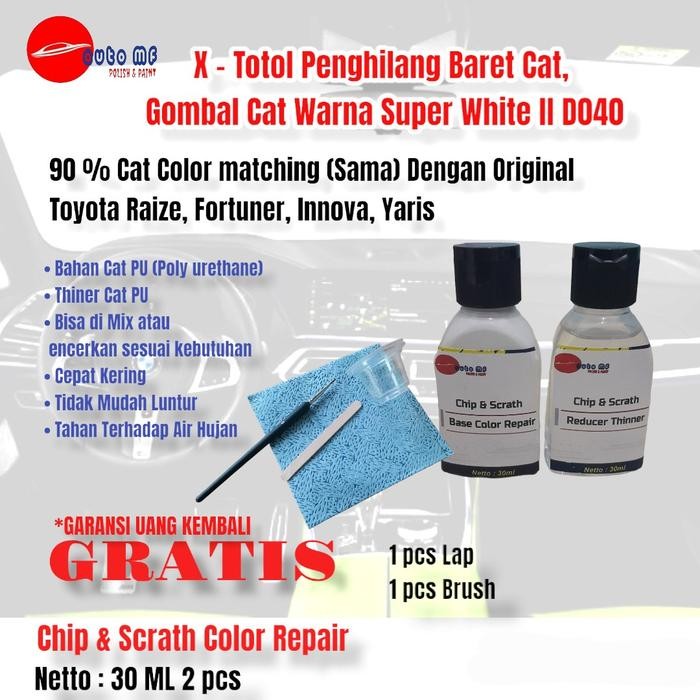 TERLARIS CAT OLES PENGHILANG BARET TOYOTA INNOVA REBORN FORTUNER RAIZE WARNA PUTIH TULANG WHITE D