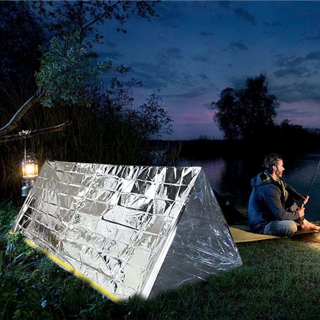 2 Person Emergency Shelter Bivy Survival Tent Kit Mylar Tube Tent Sleeping Bag Waterproof Outdoor