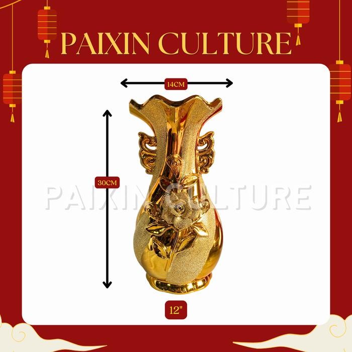 reny Vas Keramik Bunga Emas /Lianhua Emas