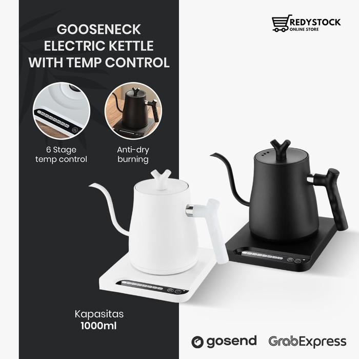 Teko Kopi Leher Angsa Elektrik Gooseneck Kettle 1000ml Atur Suhu HR462