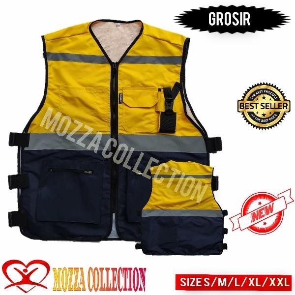 ROMPI SAFETY VEST TASLAN KUNING HITAM-ROMPI SAFETY K3 NAMA
