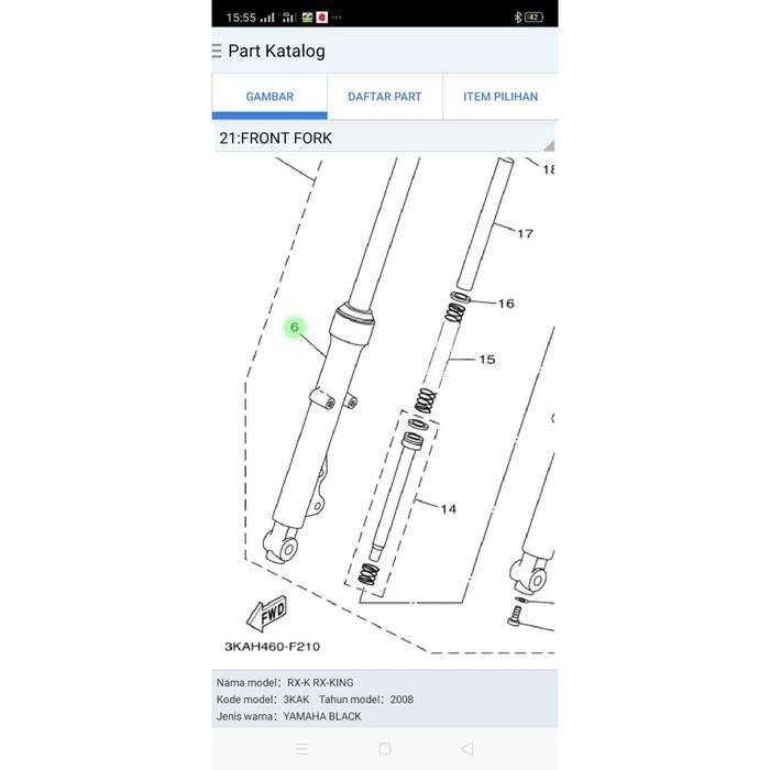 Tabung Shock Breaker Depan Rx King 2007-2008 Original Ygp