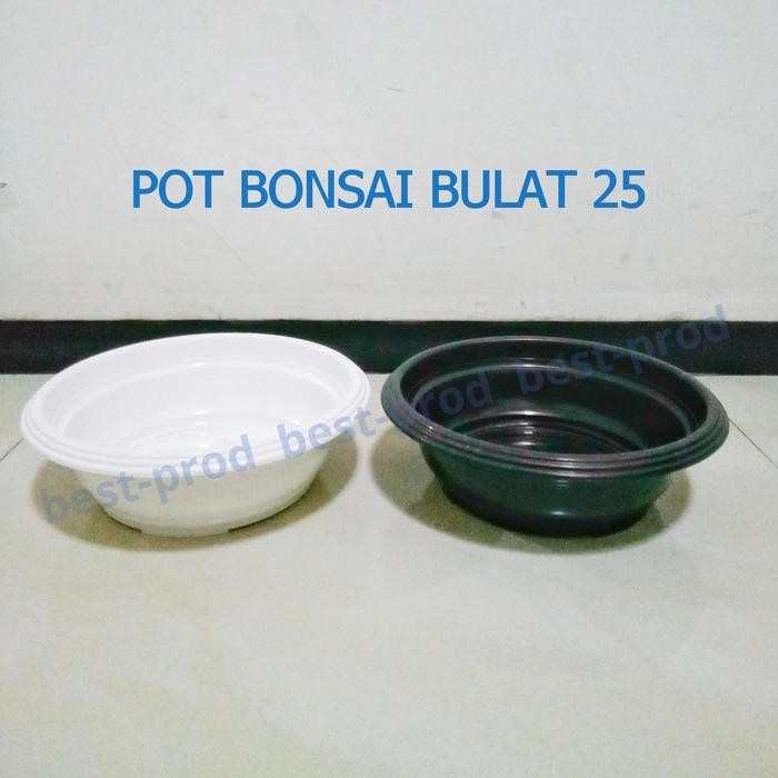 PREMIUM pot tanaman pot bunga pot plastik pot bonsai bulat uk 25 HITAM