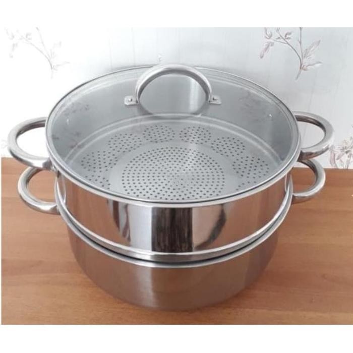 PREMIUM Panci Kukus Steamer Stainless Supra 40 Cm Susun 2