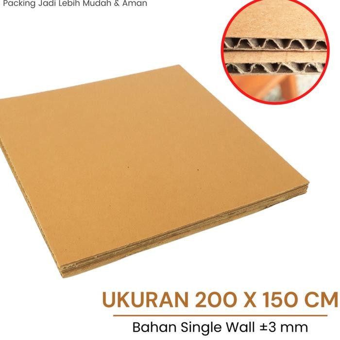 PREMIUM kardus lembaran ukuran 200 x 150 cm kardus lembaran bahan single wall