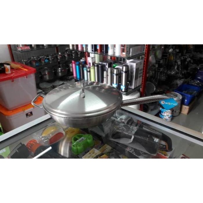 (Allthebest) Termurah Wok Zebra Estio w/lid D28cm, all Stainless Steel SUS 304