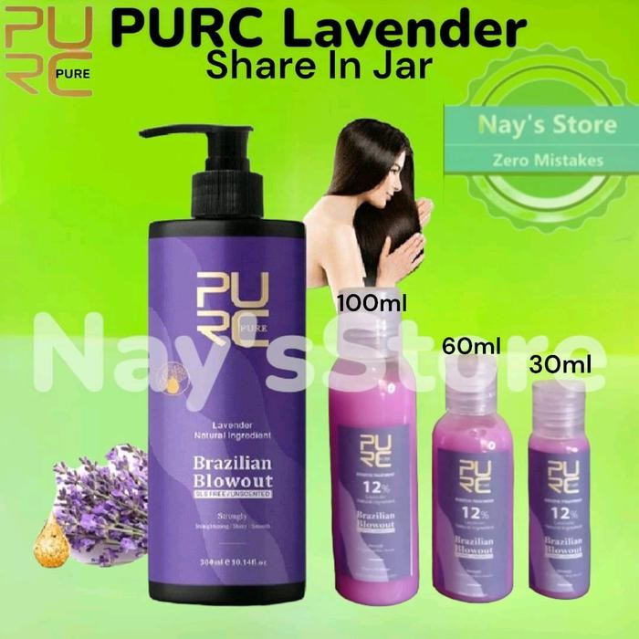 Pelurus Rambut PURC Aroma Lavender Brazilian 12% Keratin Treatment Smoothing Pure 1000ml COD