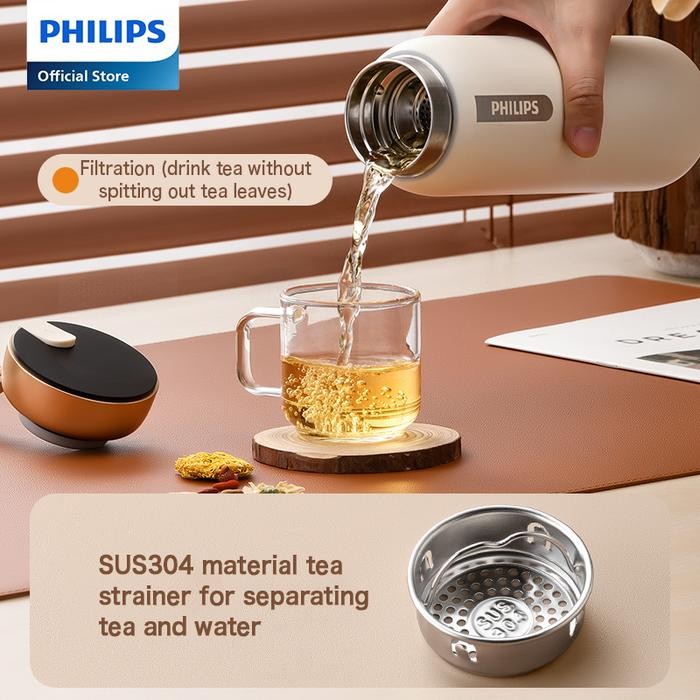 Philips Cangkir Termos 460ml termo vakum SUS316 dengan layar suhu dan port charger TypeC bisa