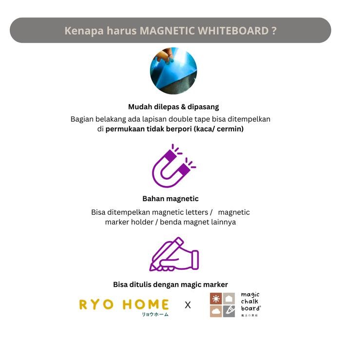 

Ryo Home - MAGNETIC WHITEBOARD / Papan Tulis Tempel Edukasi Anak / Magnet Board