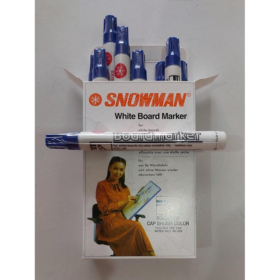 

Spidol Snowman Hitam Boardmarker/Papan Tulis/Bisa Dihapus Bg12 Isi 12Pcs