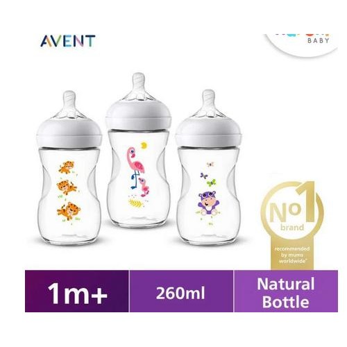 PHILIPS AVENT NATURAL BOTTLE SINGLE 260ML MOTIF BOTOL SUSU WIDENECK