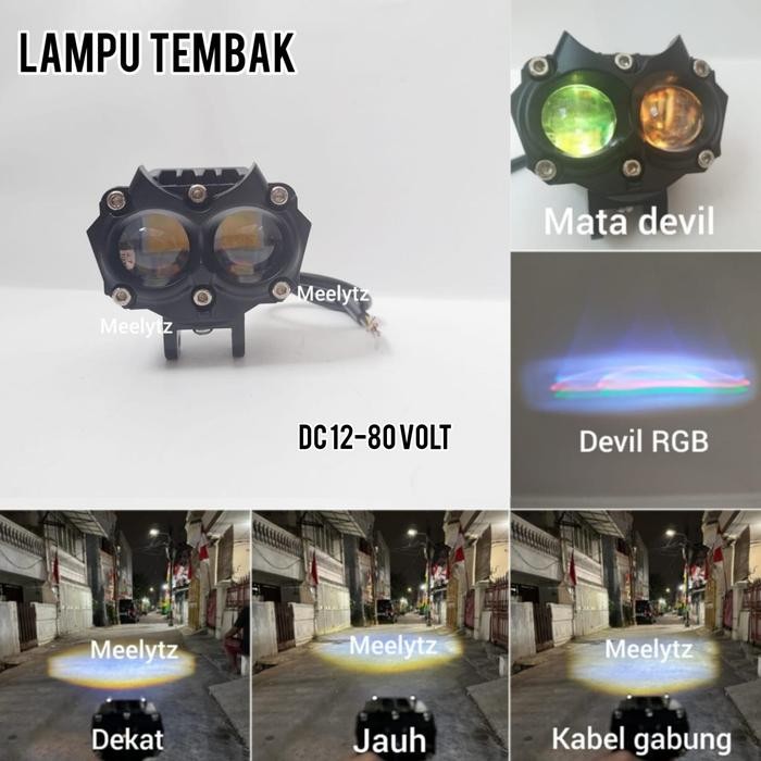 LAMPU TEMBAK LED 2 MATA DEVIL RGB