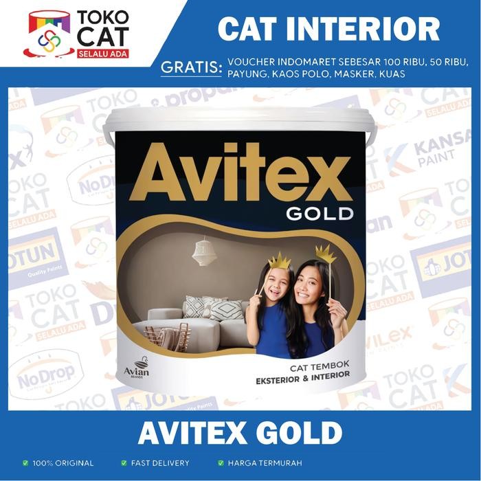 CAT TEMBOK INTERIOR AVIAN AVITEX GOLD WARNA PUTIH 5 KG KEMASAN GALON