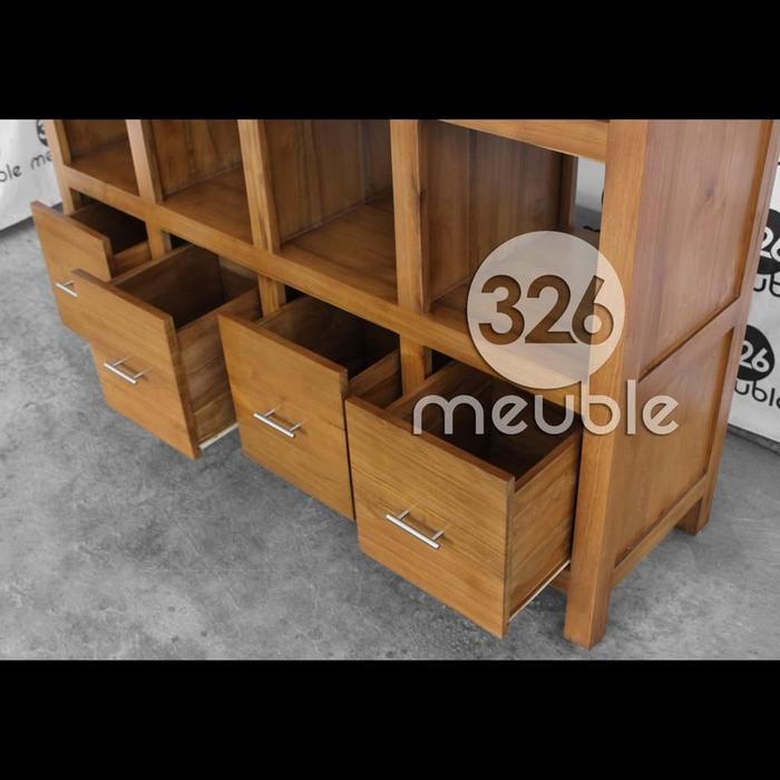 RAK BUKU MINIMALIS JATI, SEKAT RUANGAN JATI, PARTISI RUANGAN