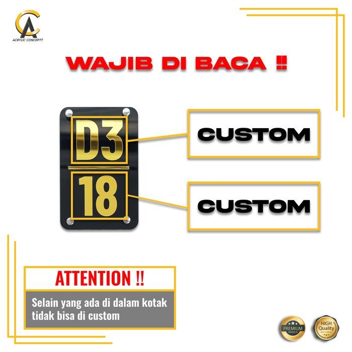 Plat nomor rumah akrilik stainless / nomer rumah acrylic minimalis