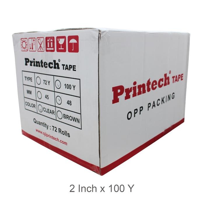 

PRINTECH OPP Tape Lakban Bening / Coklat 2 Inch 100 Y / 1 Dus 72 Roll