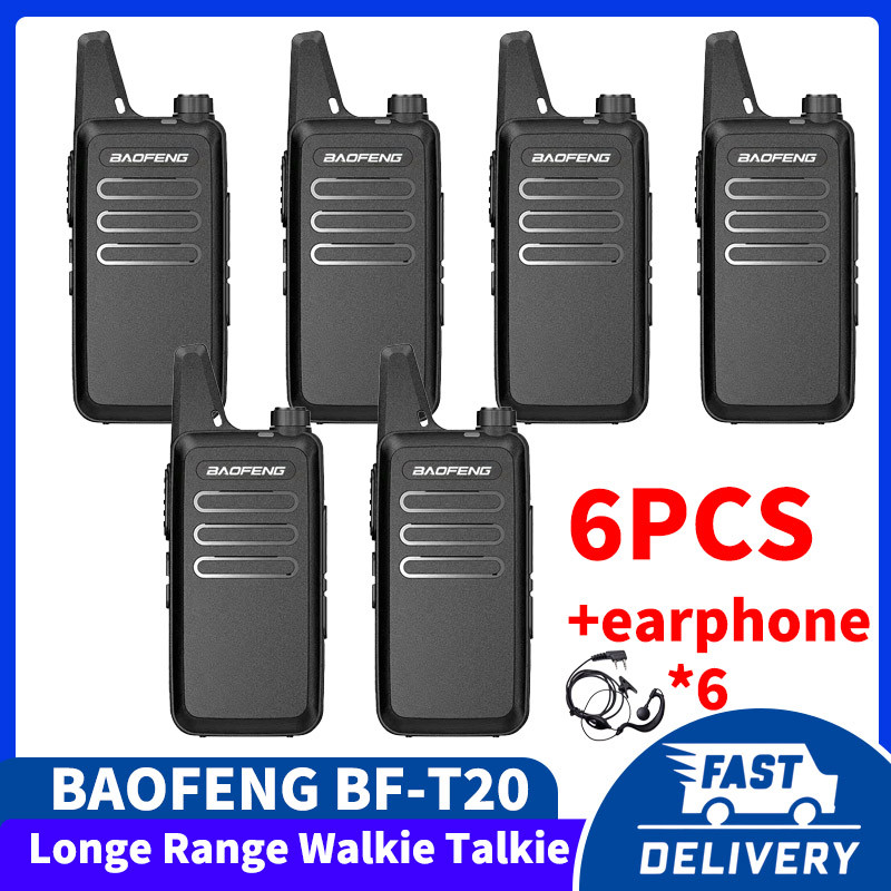 6Pcs Mini Walkie Talkie Baofeng Bf-T20 Portabletwo Way Radio Charging Usb Vox For Bf-C9 Bf-888S