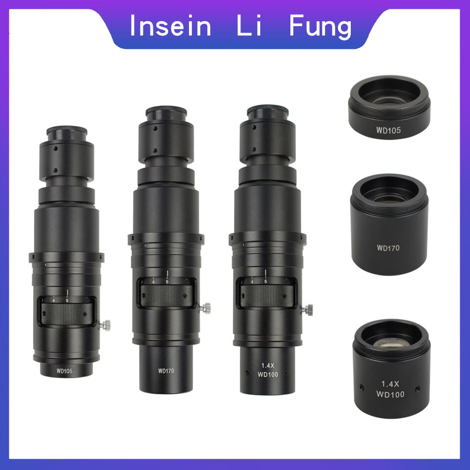 Monocular Video Microscope Zoom C-Mount Lens 10X-300X Magnifier Continuous Zoom Full Focus For