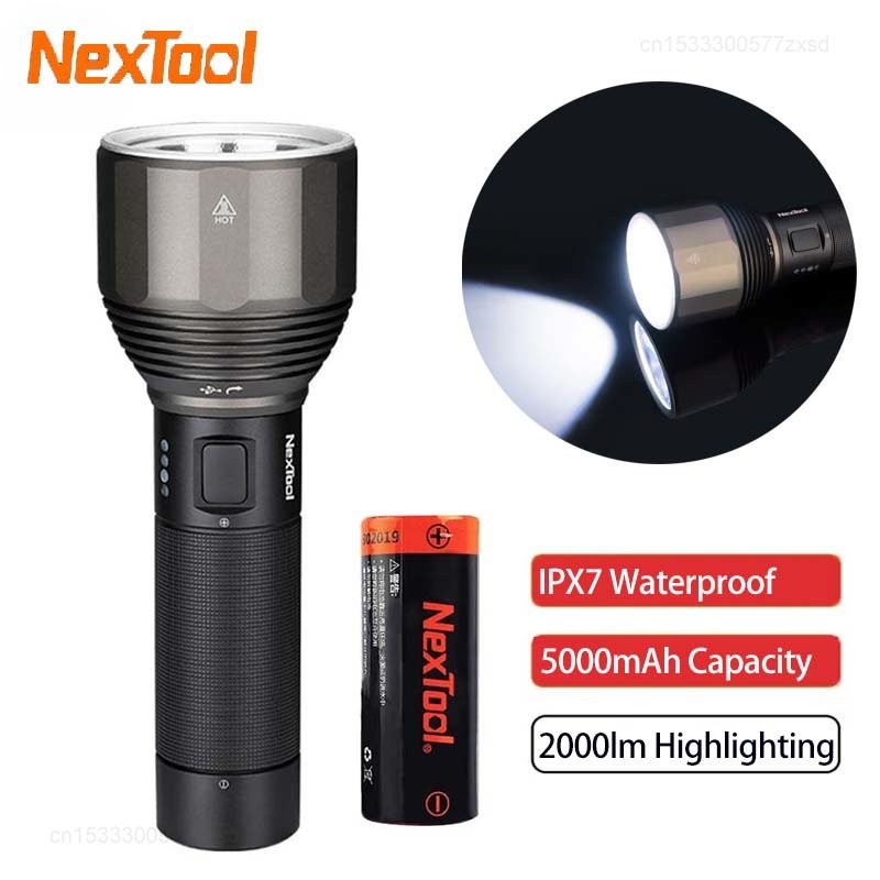 Nextool Flashlight 2000Lm 380M 5 Modes Ipx7 Waterproof Led Flashlight Rechargeable Seaching Torch