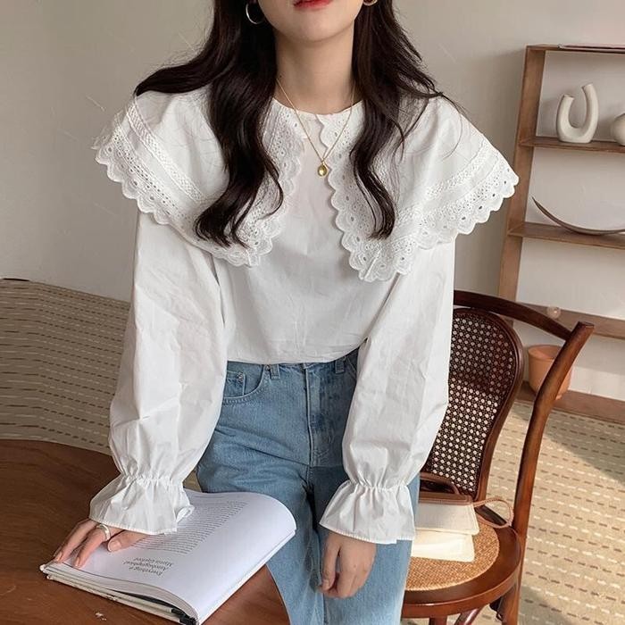 BEST SELLER NJ - JULIE BLOUSE KATUN ATASAN KANTOR HIJAB High Wanita Top Baju Casual Panjang Kerja