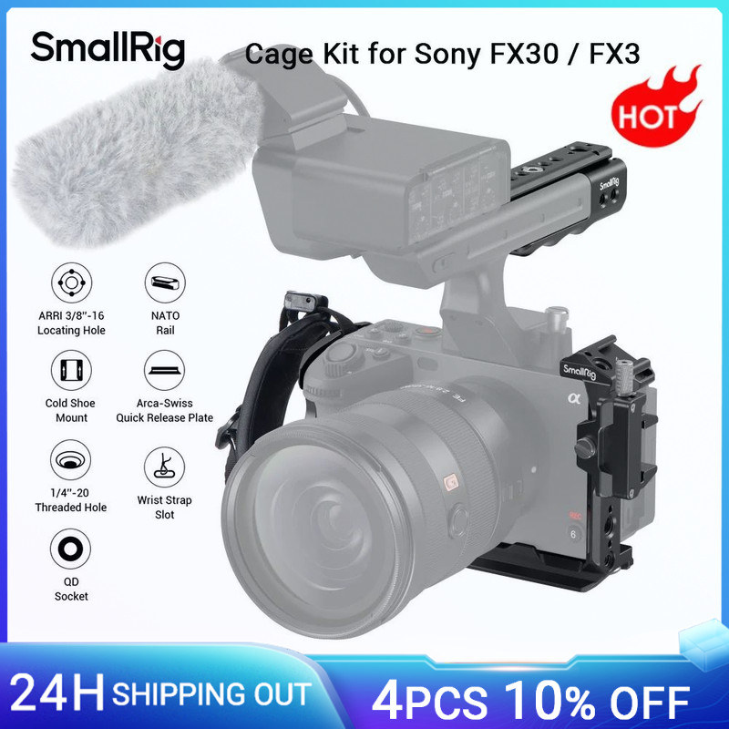 IMPORT SmallRig FX30 FX3 Handheld Cage Kit for Sony FX30 FX3 with XLR Handle Extension Rig, Wrist