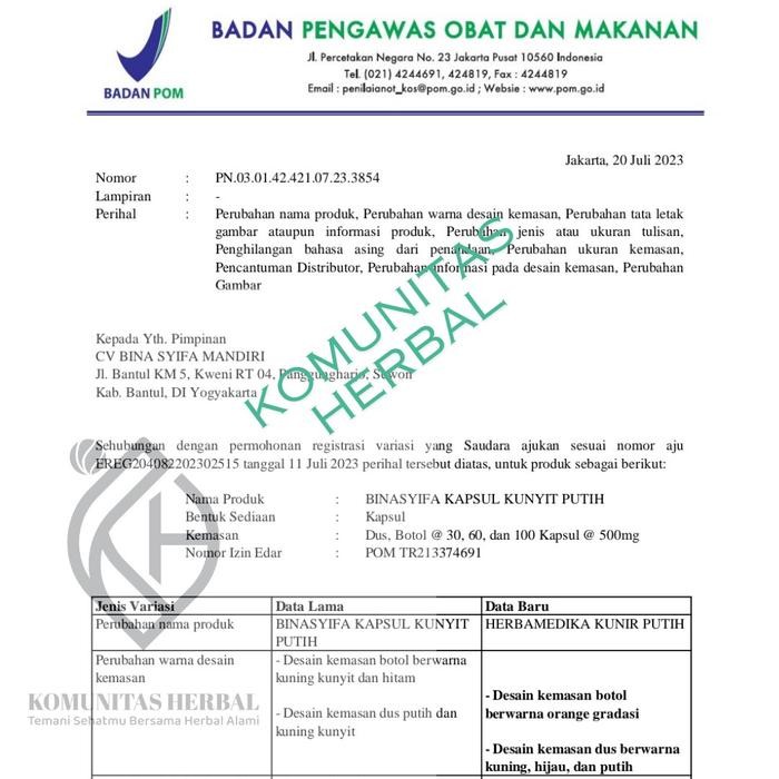 TOP" HERBAL KAPSUL KUNIR PUTIH HERBAMEDIKA BPOM